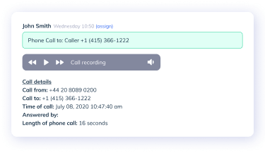 Auto-save phone calls with all their details