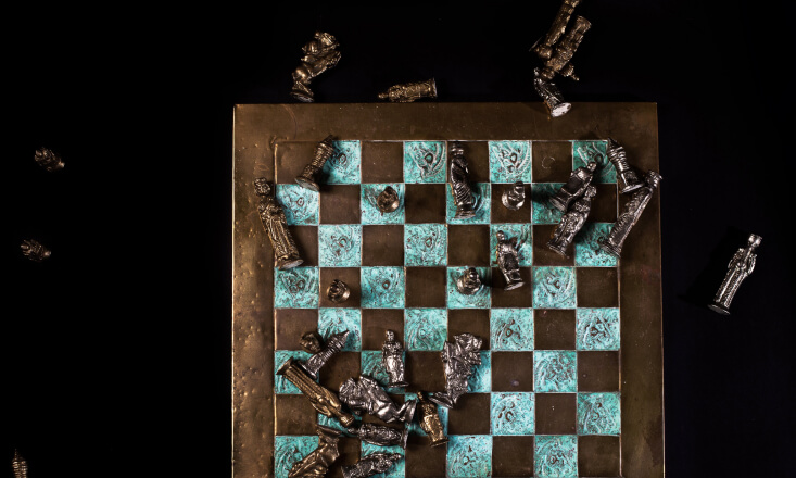 Chess Board With Fallen Pieces