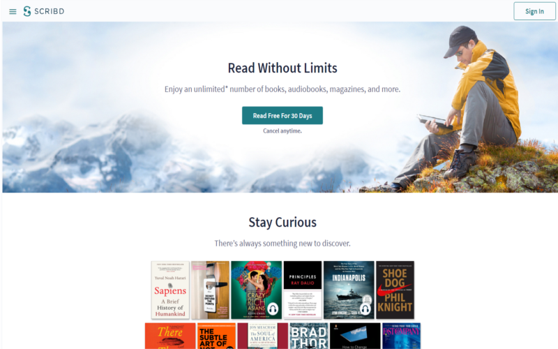 Scribd homepage