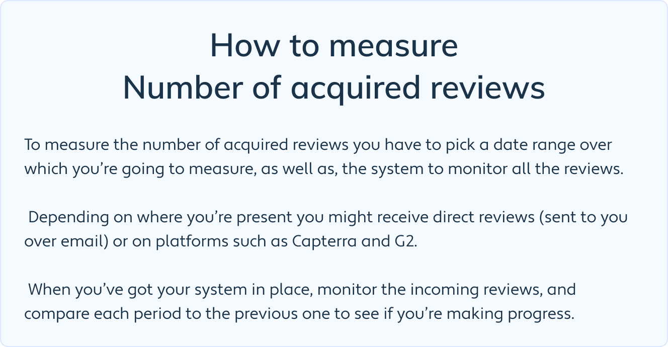 How to measure the Number of acquired reviews